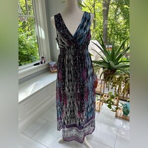 Chaudry Watercolor Plunge Maxi Sundress